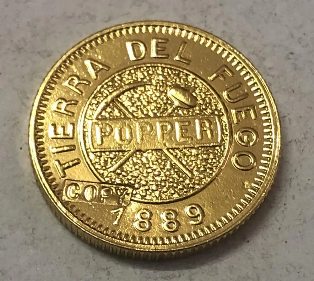 1889 Tierra del Fuego Токен 5 граммов Золотая копия монета 19 мм|Безвалютные монеты| |