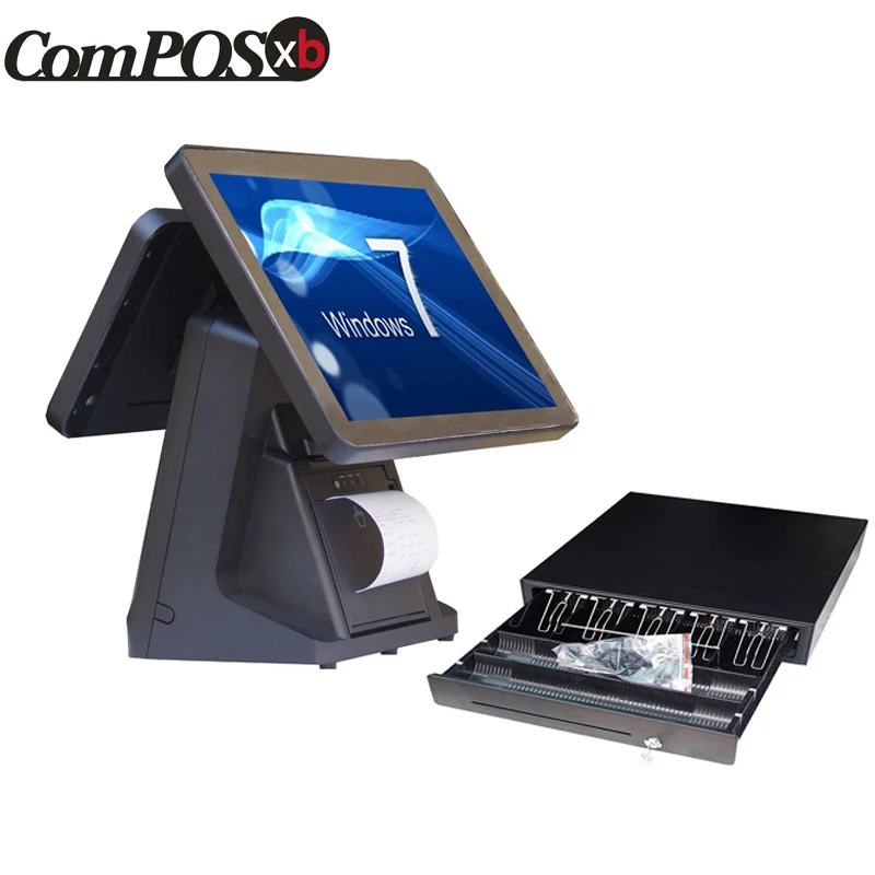 Новый 15 дюймов TFT светодиодный плоский емкостный сенсорный экран pos система и 12