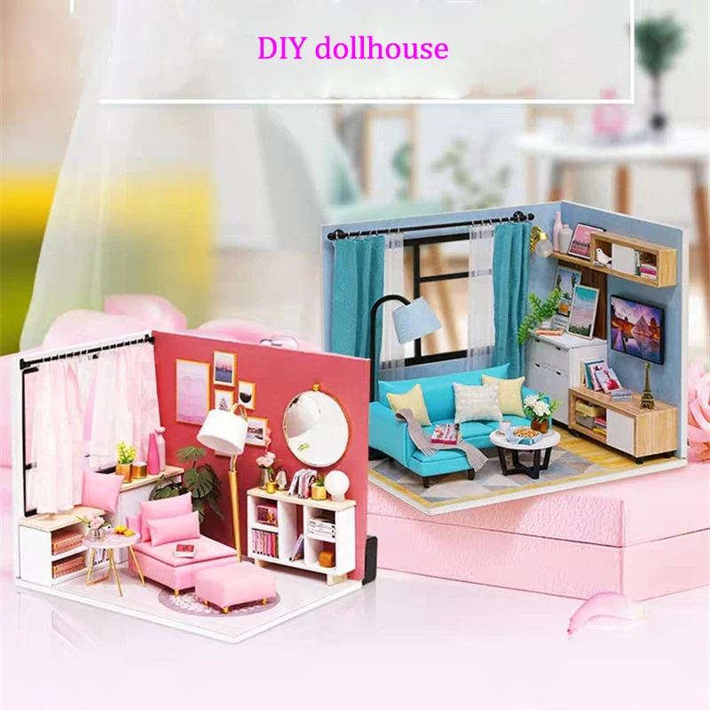 wooden Miniature DIY dollhouse lovely doll house with furnitures sets Handmade Toys creative Gift For girls children new style | Игрушки и