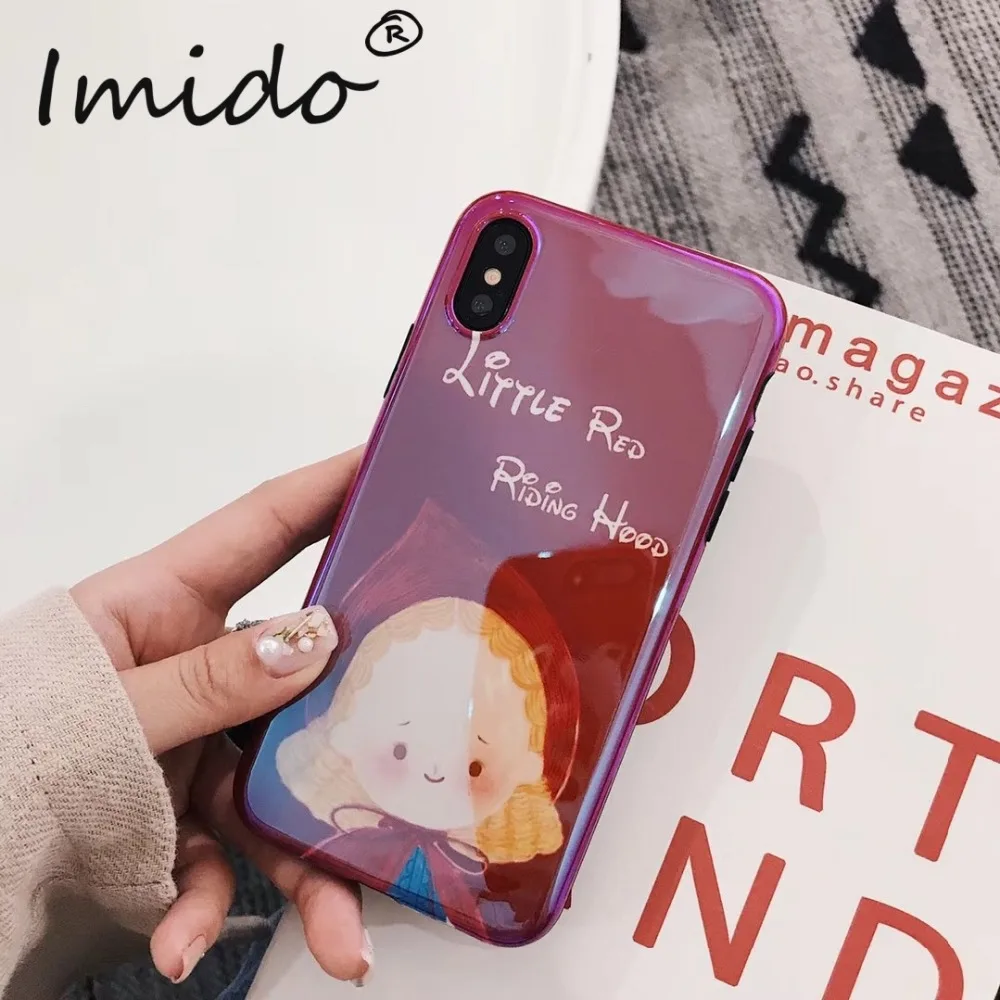 IMIDO Little Red Riding Hood Phone Case For iPhone XS XR Max Soft TPU Silicone for 6 7 8 Plus Cace |