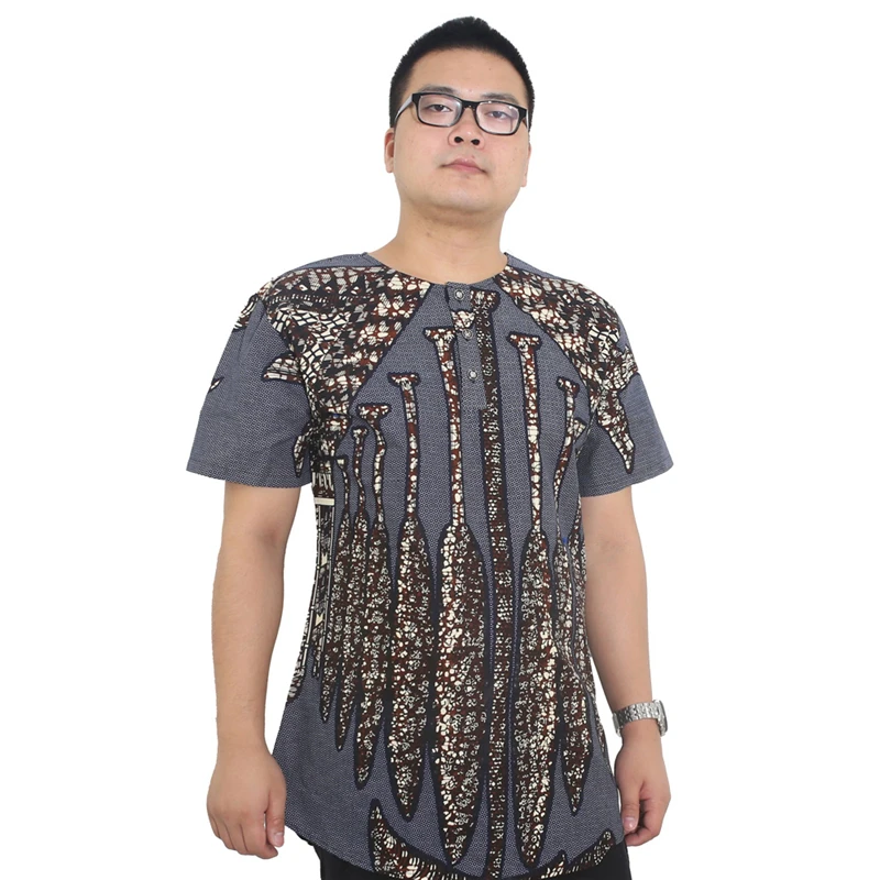 MD серая хлопковая футболка для мужчин Южная Африка Дашики Мужская с коротким