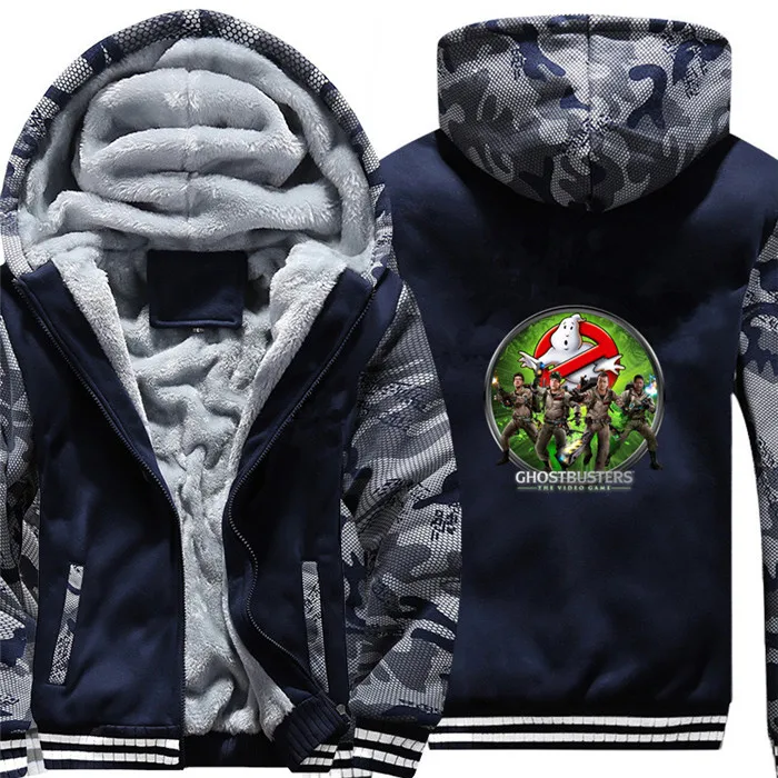 A Ghostbusters Hoodie Winter Casual Super Warm Coat Thicken Warm Zipper Hooded Casual Sweatshirts for winter - Цвет: A