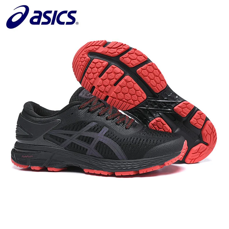 Black-Red Горячая Распродажа ASICS Gel Kayano 25 мужские кроссовки обувь s спортивная обувь для бега европейский размер 40,5-45 - Цвет: Black-Red