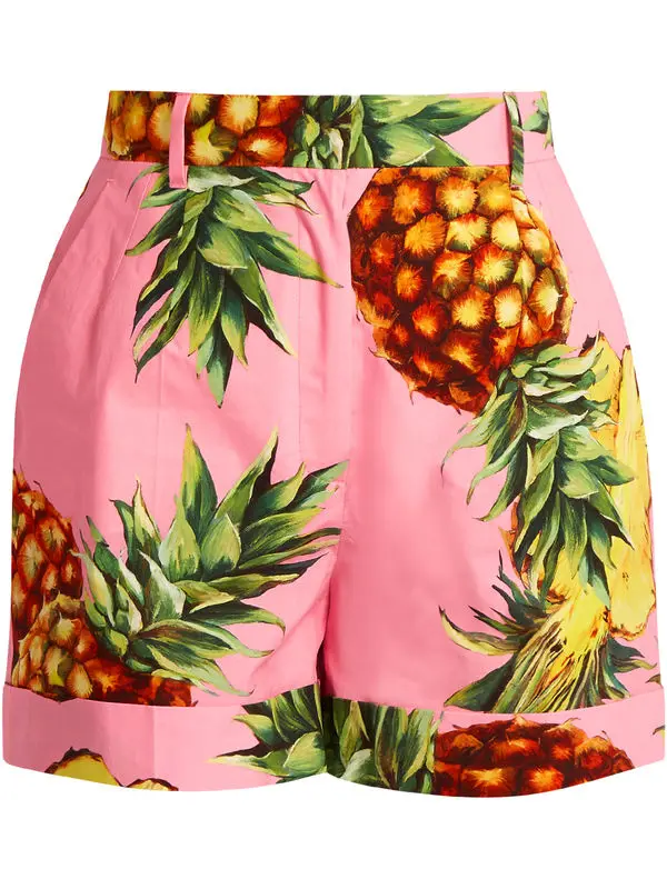 

Customized Ladies Fashion Women's Casaual Pink Pineapple Printed Shorts