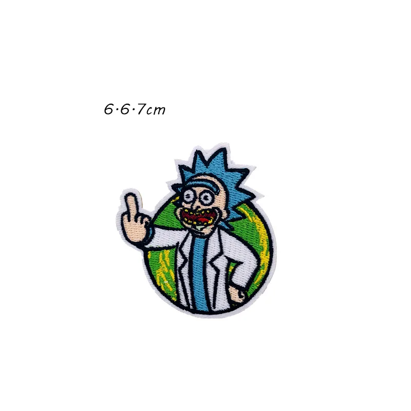 1Pc New Arrival Pikachu Characters Rick and Morty Patch Embroidered Applique Iron On Patch design DIY Sew Iron On Patch Badge - Цвет: Медь
