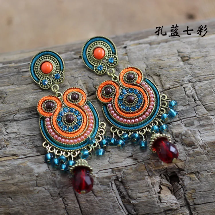 FARLENA Jewelry Винтаж Этническая Стиль Висячие серьги для женщин ручной работы из бисера серьги-кисточки в богемном стиле длинные - Окраска металла: orange