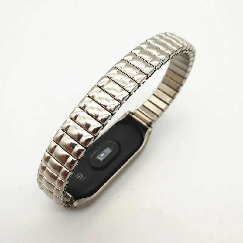 Новейший эластичный ремешок для часов из нержавеющей стали для xiaomi band 3 4 watch band Ремешки для наручных часов - Цвет ремешка: Silver B