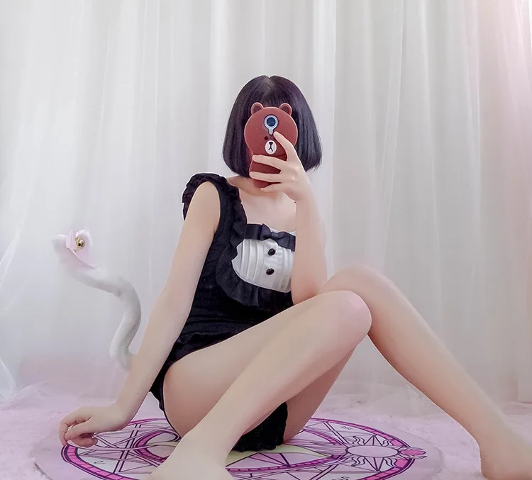 Kawaii горничной Cat Японская школа Sukumizu купальник косплэй пикантные милые для