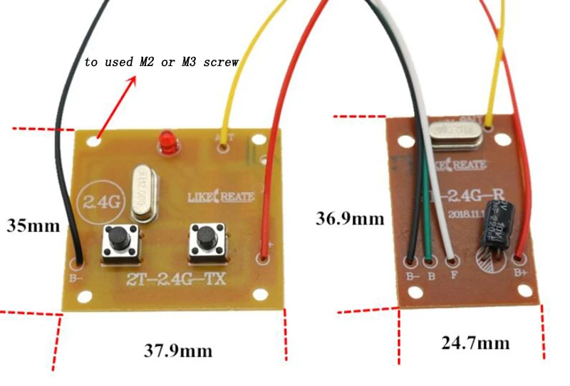 Пульт дистанционного управления 2 4G 2CH + приемник PCB Plate для радиоуправляемого