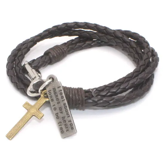 Мужской винтажный браслет из натуральной кожи с шармами 2015 | Украшения и