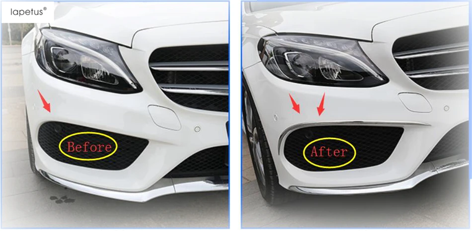 

Аксессуары Lapetus для Mercedes Benz C CLASS W205 седан 2015-2021, верхняя полоса переднего противотуманного бокового бампера, молдинговая крышка в комплекте, ...