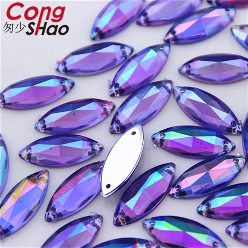 Cong Shao 200 шт. 8*18 мм AB яркие бриллиантовые кристаллы акриловые стразы с плоским