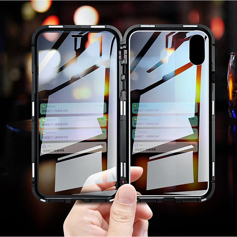 SY чехол роскошный двухсторонний металлический магнитный из стекла для samsung S10 S8 S9