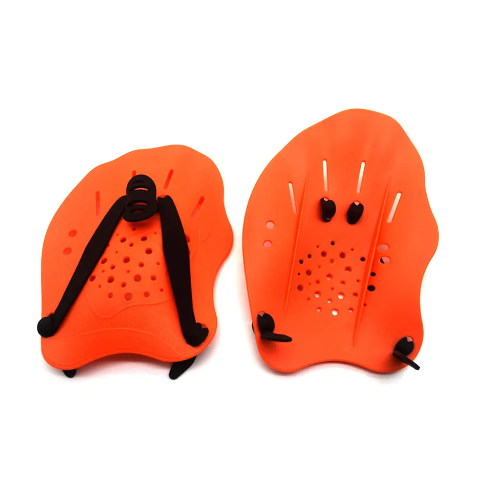 Orange 1 пара плавники для плавания, тренировка, регулируемые ручные перчатки, падель ласты, ласты для взрослых мужчин и женщин, дети - Цвет: Orange