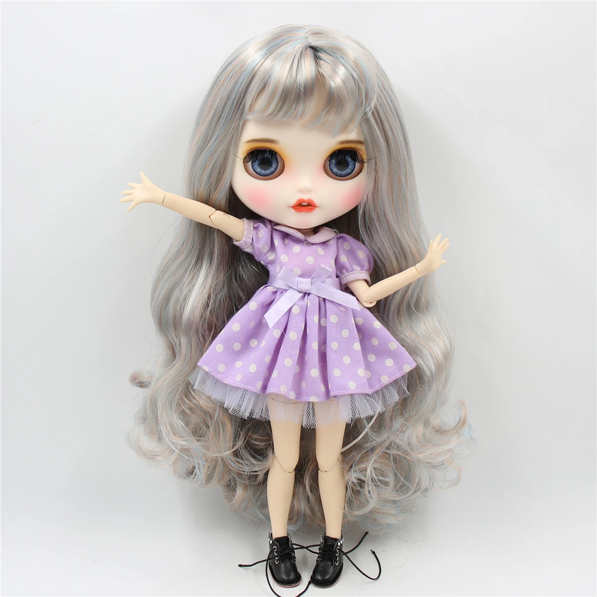 Кукла ICY DBS Blyth Синяя микс золотые волосы матовое лицо с зубами белая кожа