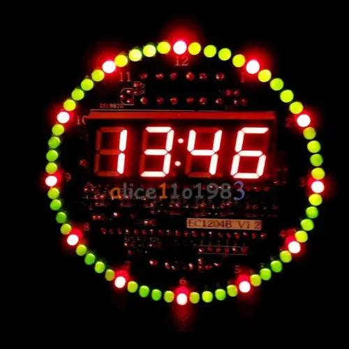 DIY DS1302 вращающийся светодиодный набор электронных цифровых часов 51 SCM обучающая