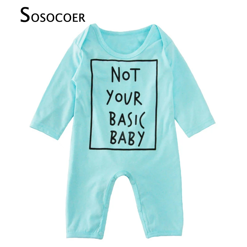 

SOSOCOER Baby Boy Girl Rompers Letter Long Sleeve Blue Kids Infant Jumpsuit Romper 2017 Spring Autumn Cute Newborn Baby Clothes