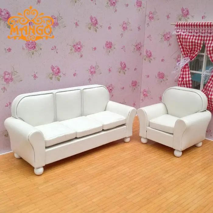 

1:12 dollhouse miniature high-grade furniture model Three people sitting room sofa leather scene!