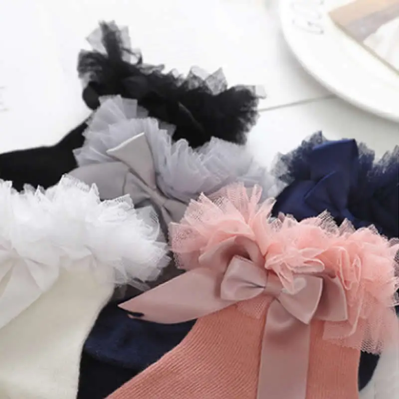 Носки женские кружевные с бантиком милые флисовые ручным шитьем для балерины и