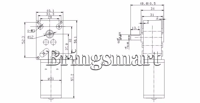 Bringsmart мини-мотор червячный мотор-редуктор Микро DC 12 В 24 в высокий крутящий момент обратный редуктор вращающаяся дверь стола самоблокирующийся мини-мотор