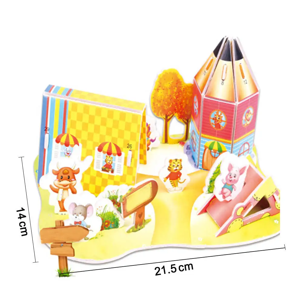 as picture 3D DIY пазл самолет модель мультфильм дом сборка игрушка из бумаги ребенок раннего обучения строительство шаблон подарок Детская палатка головоломка - Цвет: as picture