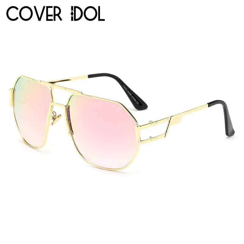 Gold w Pink Модные дизайнерские Пилот мужские женские солнцезащитные очки Классические роскошные брендовые металлические солнцезащитные очки унисекс стильные солнцезащитные очки UV400 - Цвет линз: Gold w Pink