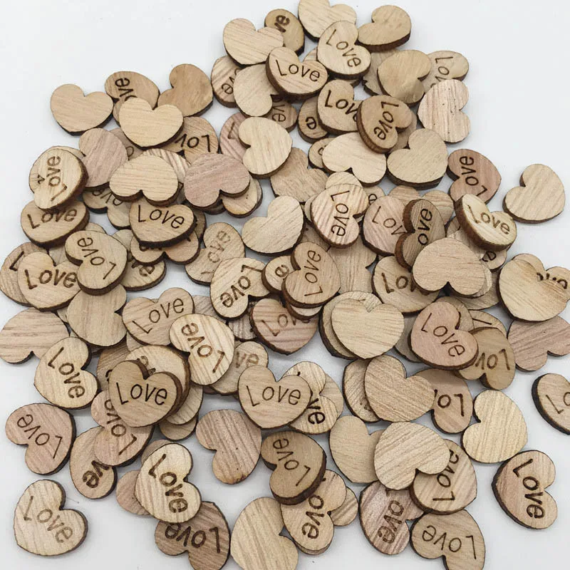 100 любовь из деревянная в форме сердца дерева ручной работы для свадьбы LED