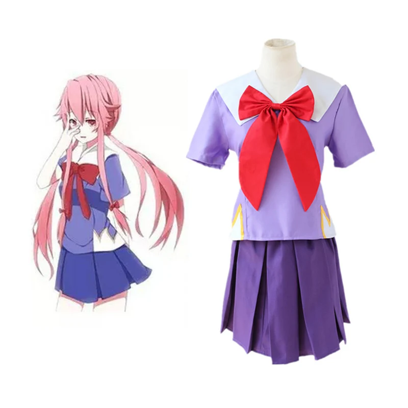 Аниме будущий дневник Mirai Nikki Косплей Gasai Yuno школьная форма костюм для