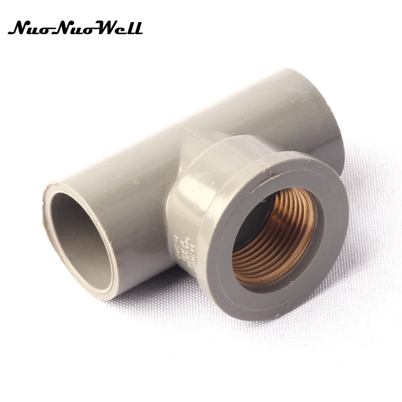 

1pcs NuoNuoWell PVC 3/4" to 25mm Pipe Brass Female Thread Tee Connector Garden Hose Parts Irrigation Watering System Fittings