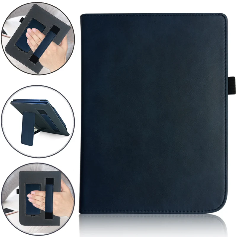 Dark blue Магнитный ручной чехол из искусственной кожи/Подставка для чтения для PocketBook 740 7,8 дюймов InkPad 3 электронная книга Автоматический Режим сна/пробуждения - Цвет: Dark blue