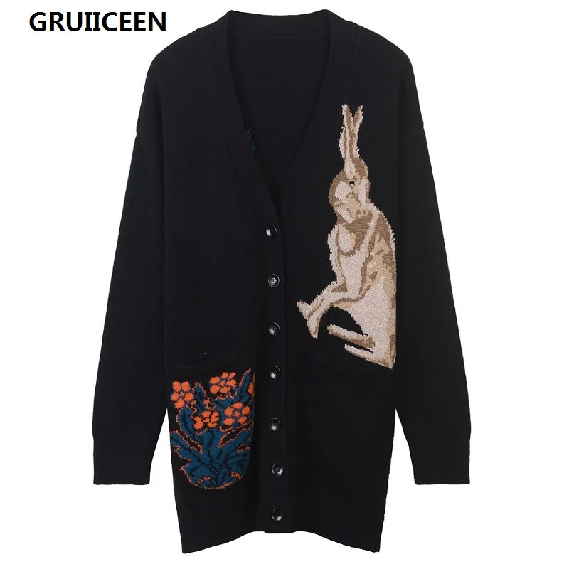 Новинка 2018 длинный вязаный женский кардиган GRUIICEEN свитер брендовый дизайнерский