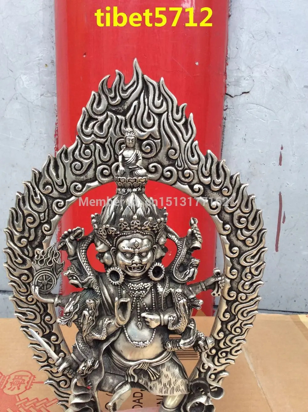 Статуя Будды Vajra Krodha Mahabala Ucchusma с тибетским искусственным покрытием бронзовая
