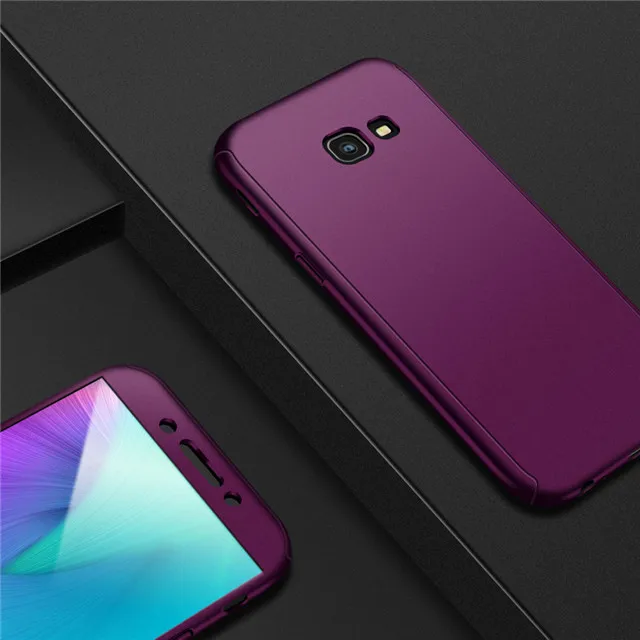 Purple 360 Полное покрытие чехол для телефона для samsung Galaxy A7 A9 A6 A8 плюс A3 A5 A7 противоударный чехол для samsung J3 J5 J7 - Цвет: Purple