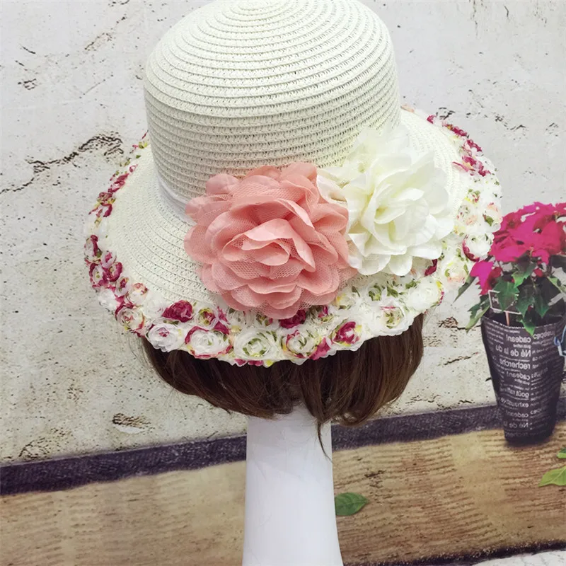 2018 летние Новая коллекция Sweet Lady Кружева цветочные соломенная шляпа открытый