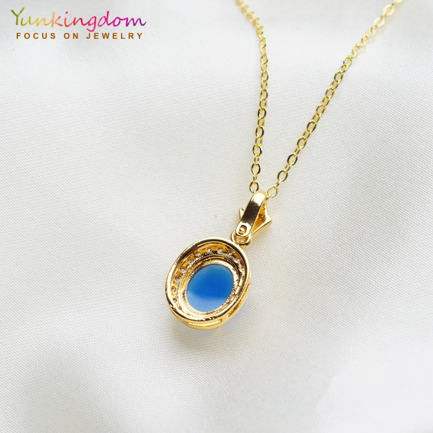 Новые овальные ожерелья и кулоны для женщин желтое золото цвет цепочка cz
