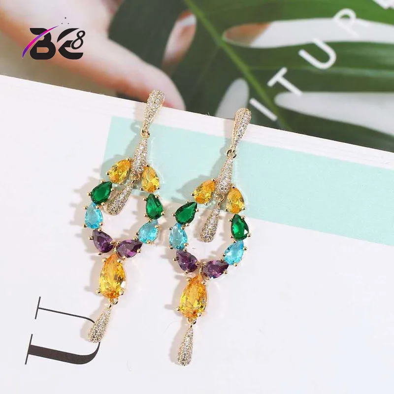 

Be 8 Lovely CZ Water Drop Earring Bridal Crystal Wedding Dangle Earrings for Brides pendientes mujer moda 2018 E690