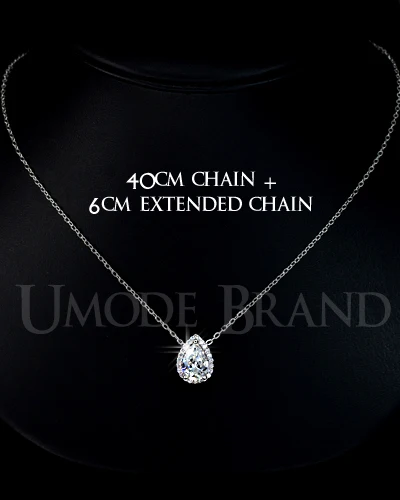 UMODE Bijoux Femme белого золота Цвет Груша Cut AAA CZ в форме капли ожерелья и подвески для женщин ювелирные изделия AUN0021