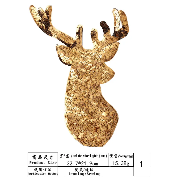 Новинка Большая одежда с блестками Рождественская вышивка оленя нашивками