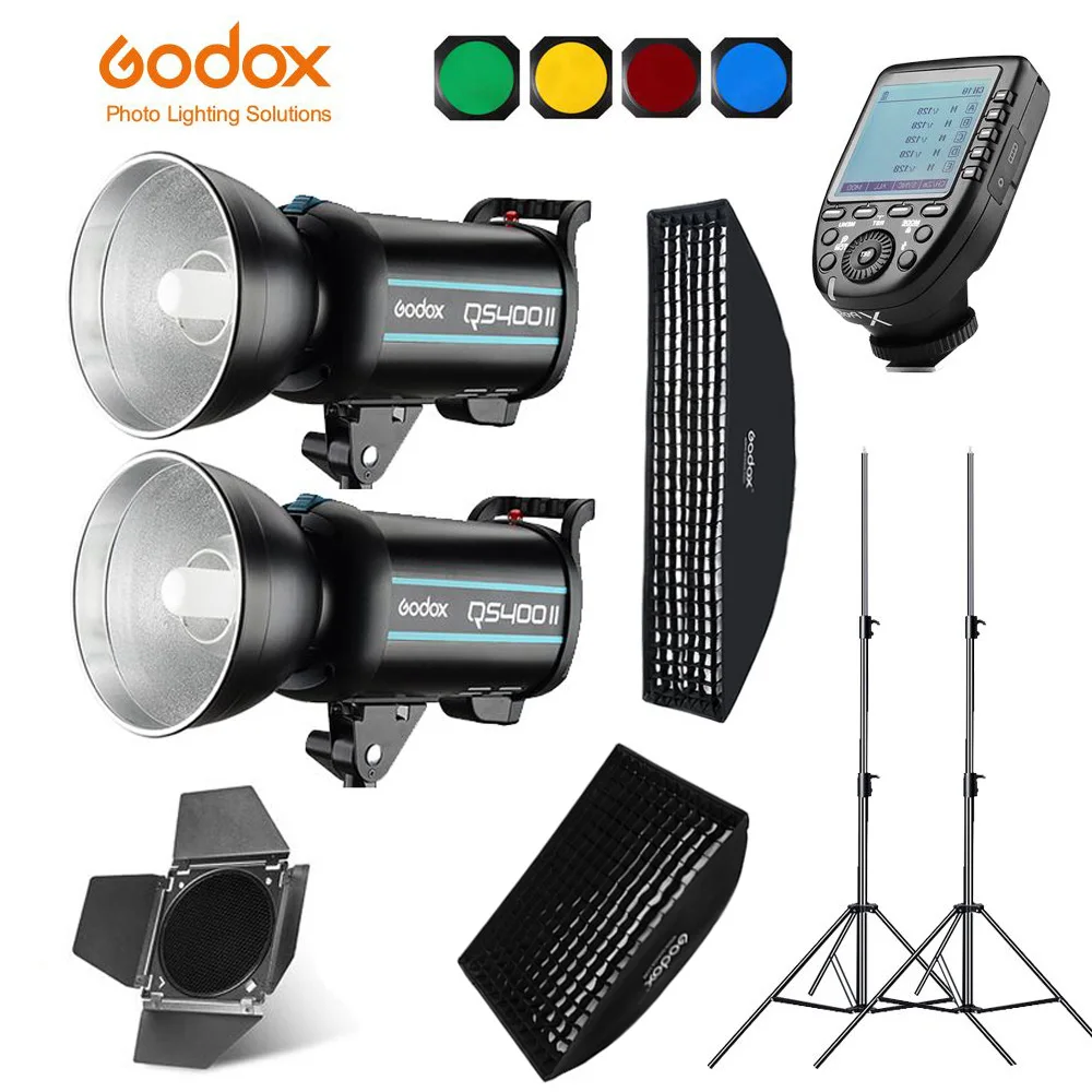 Godox QS400II 2x400 Ws Фотостудия вспышка освещение XPRO триггер софтбокс 280 см световая