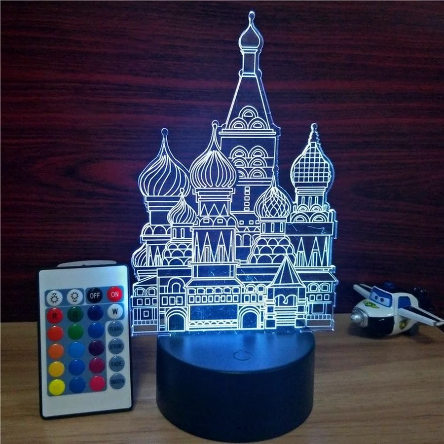 Подарок на день рождения замок акриловая 3D Голограмма Иллюзия ночник USB