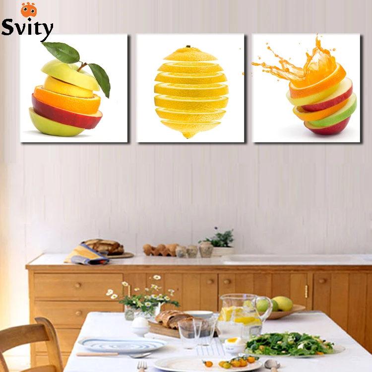 Картина SVITY 3 шт. с фруктами и лимонами модульная современная Минималистичная