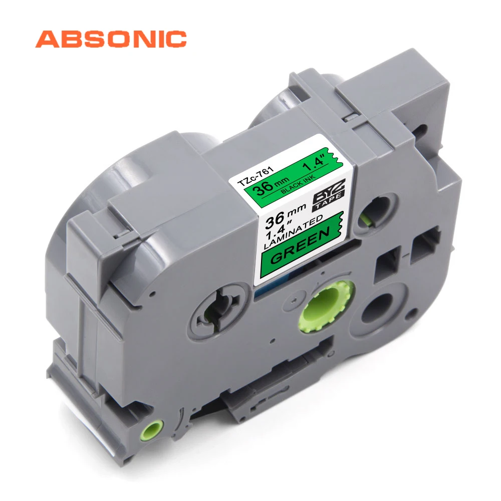 Absoonic 36 мм TZe 761 TZe761 TZ TZ761 черный на зеленый заправка Лента совместима для Brother Ptouch PT