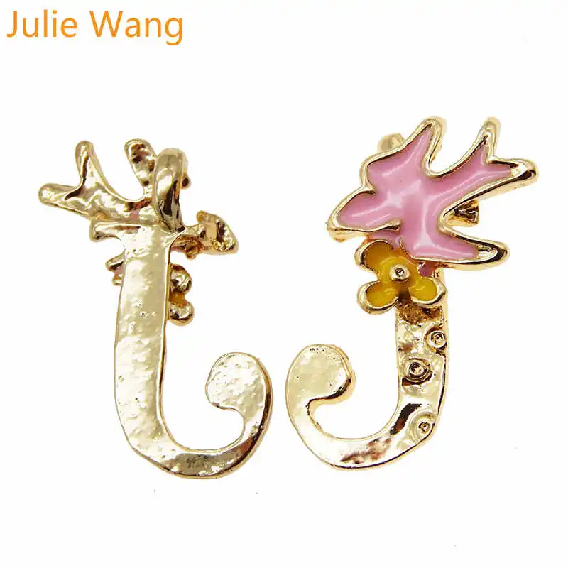 Julie Wang, 26 шт., золотой тон, смешанные A-Z, 26 букв, эмаль, афабец, подвески, ожерелье, подвеска, серьги, сделай сам, аксессуары для изготовления ювелирных изделий