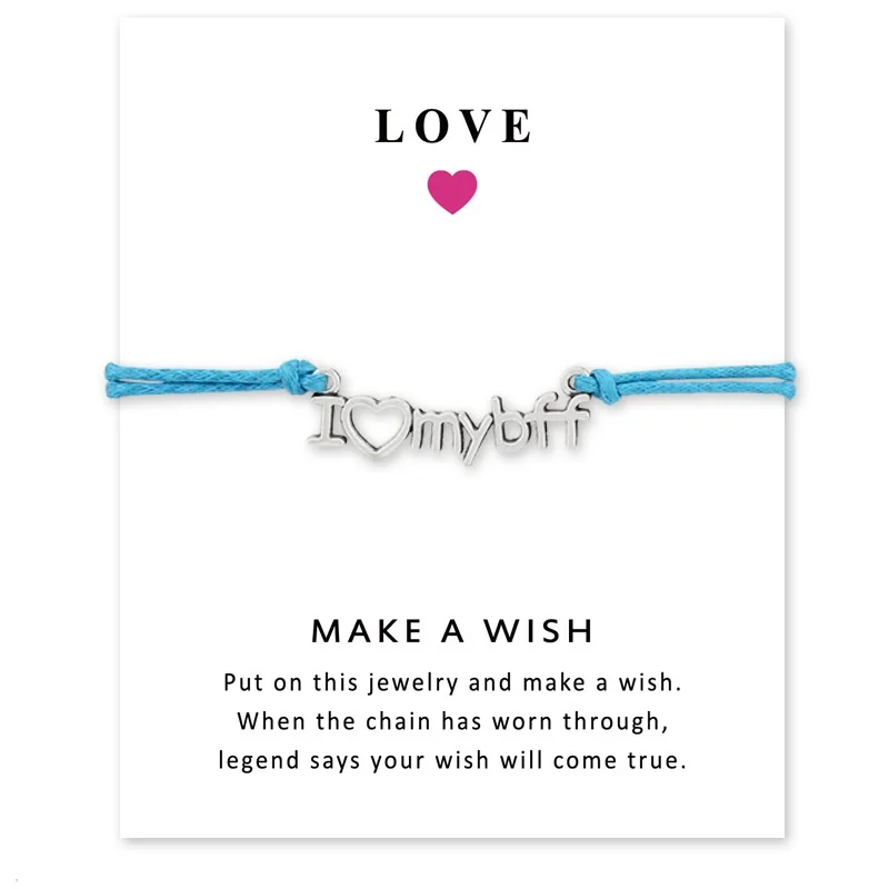 Браслет Wish Card I Love my Bff для женщин лучший подарок очаровательные регулируемые