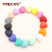 tyry hu 50pcs big size loose silicone heart beads baby teether for diy jewelry making necklace bpa safe kids teething chew toys