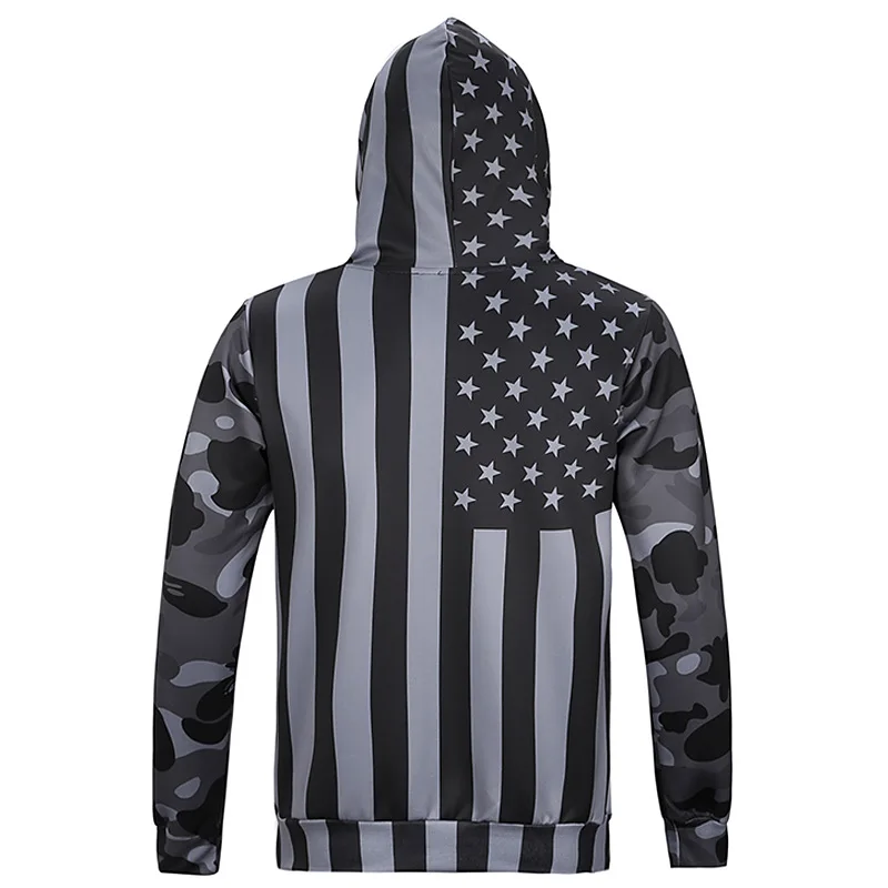 Модные черные Для Мужчин's Толстовки с принтом флаг США звезды в полоску
