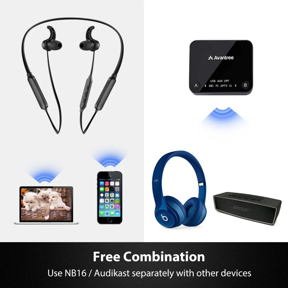 Avantree Bluetooth передатчик длинный диапазон dual link Беспроводной In Ear Наушников набор