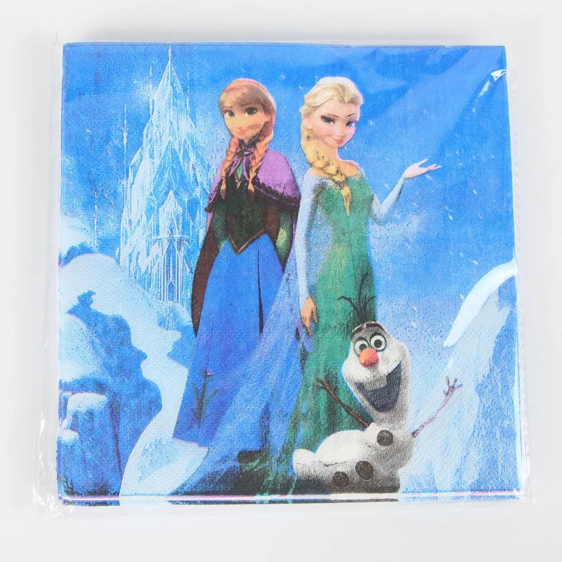 napkins 20pcs Frozen Party Anna Snow Baby Birthday Party Decorations Kids Girl Party Supplies Party Decoration Set baby shower - Цвет: napkins 20pcs