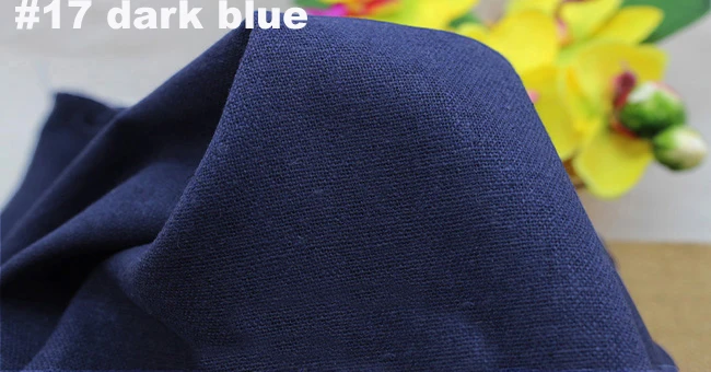 17 deep blue Однотонная льняная ткань для платья, брюк, одежды, скатерти, занавески, хлопок, лен, материал, натуральный лен, обивка, ткань, метр - Цвет: 17 deep blue