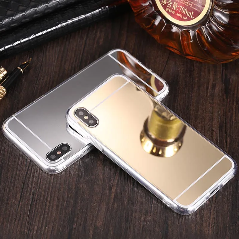 Мягкий силиконовый зеркальный чехол для iPhone 5 5S SE 6 6S 7 8 Plus X XR XS Max Роскошный